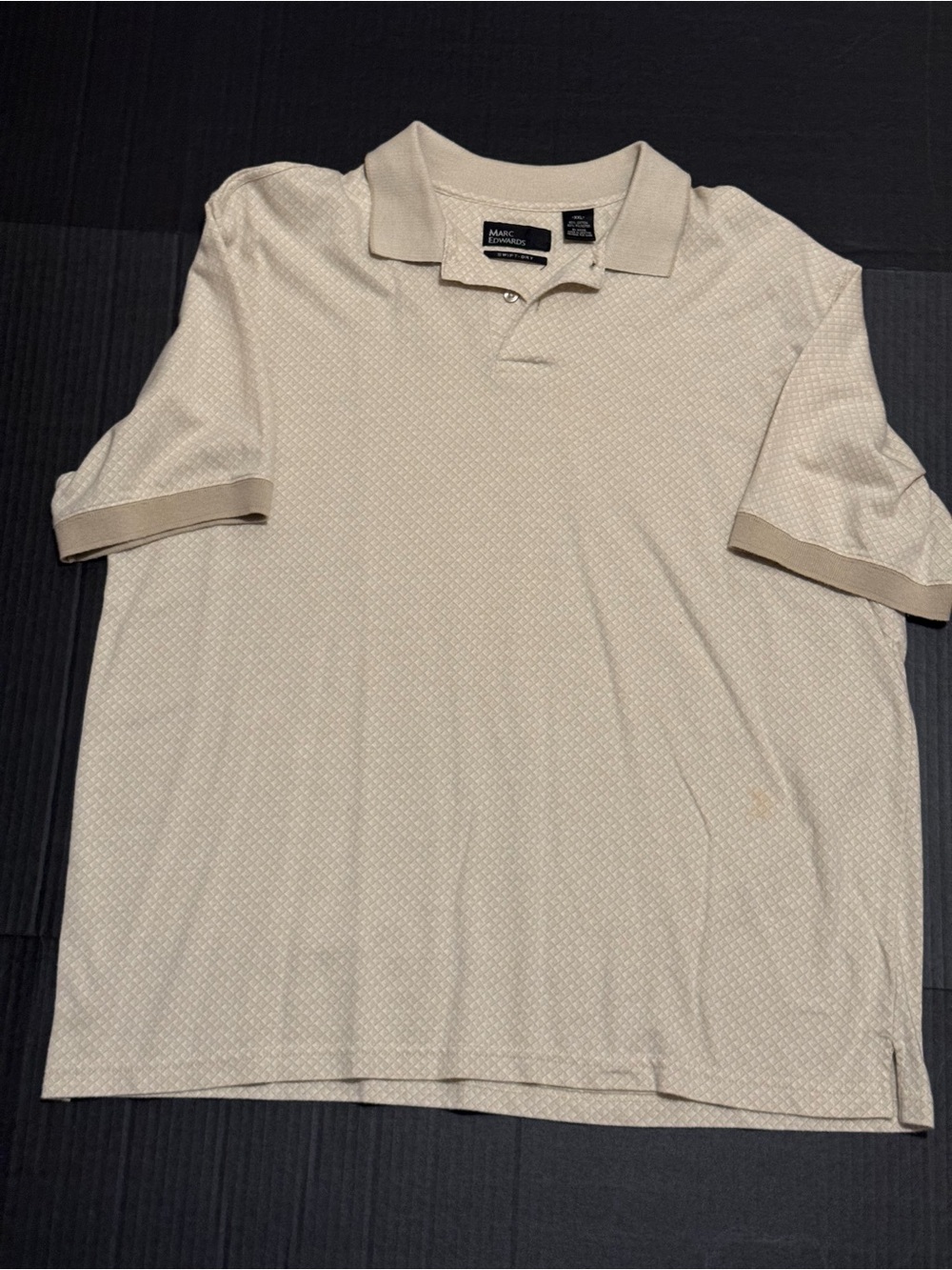 Marc Edward’s - Polo Shirt Men’s XXL - Beige Tan Textured Grid Golf Top